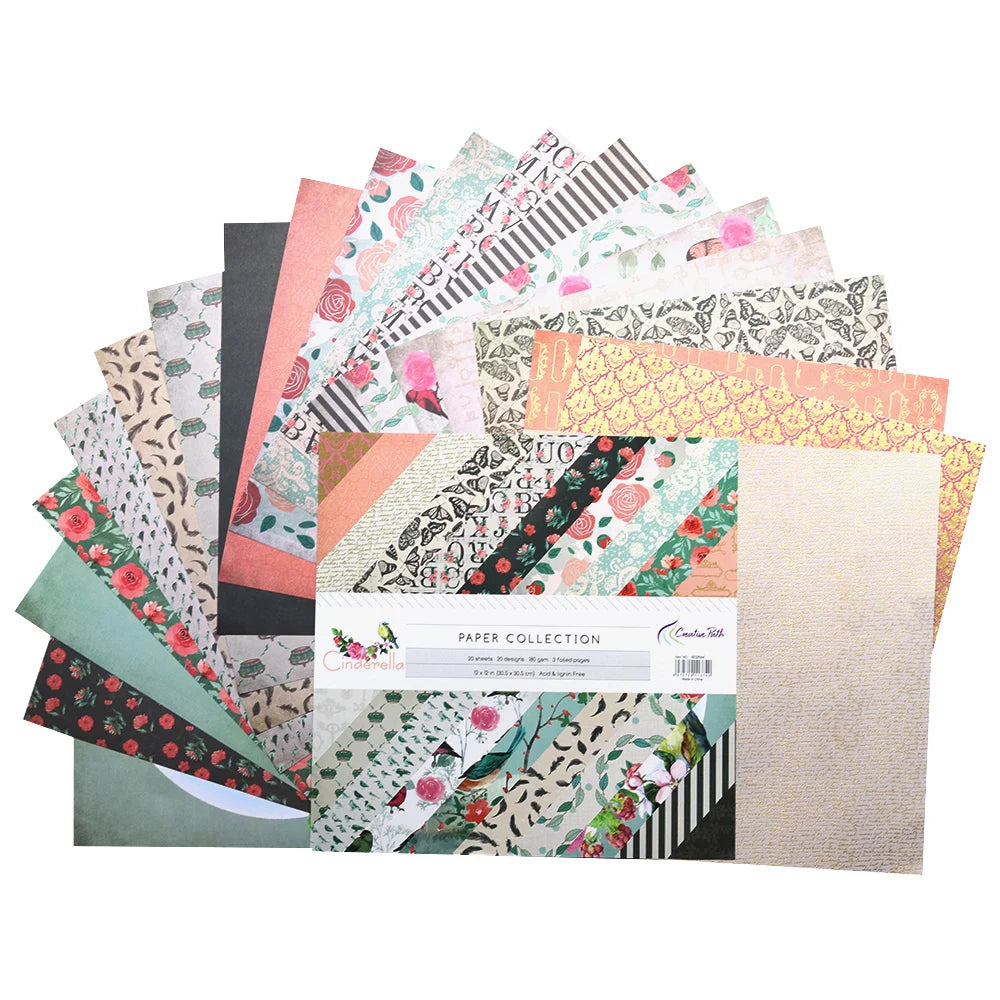 Creative Path 12x12 Inch Flower Pattern Decorative Scrapbooking Paper Floral Junk Journaling Scrapbook Background Paper 30x30 cm
