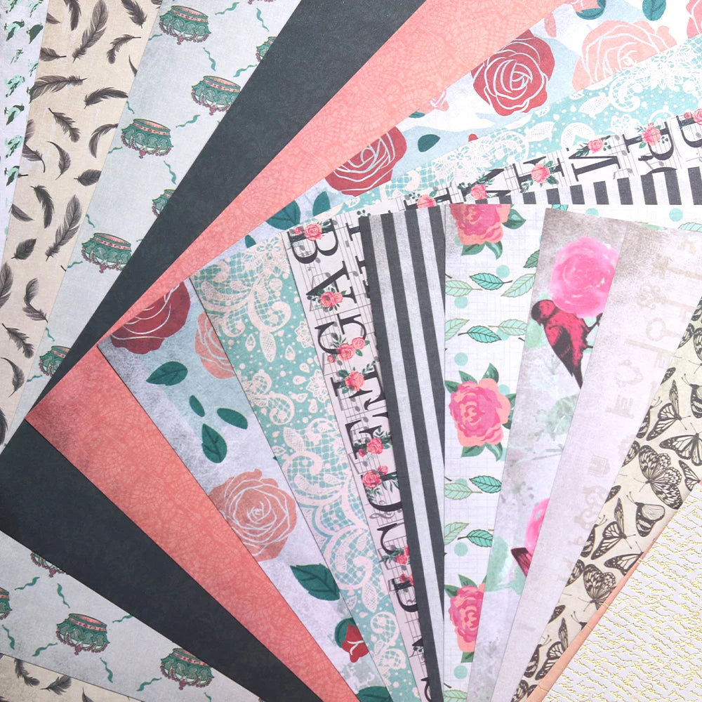 Creative Path 12x12 Inch Flower Pattern Decorative Scrapbooking Paper Floral Junk Journaling Scrapbook Background Paper 30x30 cm