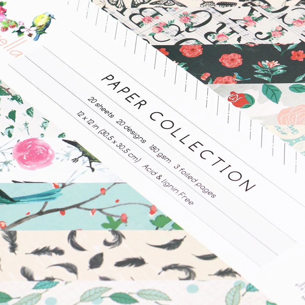Creative Path 12x12 Inch Flower Pattern Decorative Scrapbooking Paper Floral Junk Journaling Scrapbook Background Paper 30x30 cm