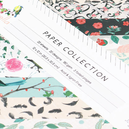 Creative Path 12x12 Inch Flower Pattern Decorative Scrapbooking Paper Floral Junk Journaling Scrapbook Background Paper 30x30 cm
