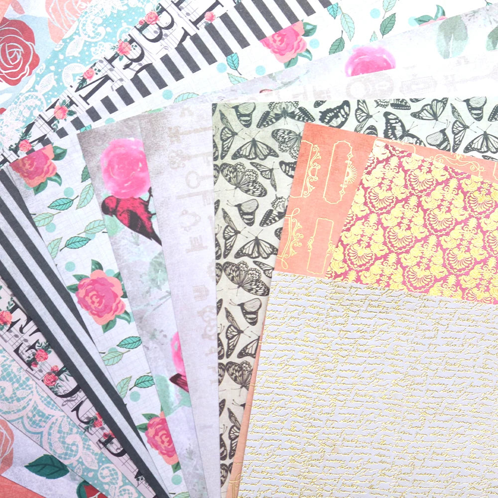 Creative Path 12x12 Inch Flower Pattern Decorative Scrapbooking Paper Floral Junk Journaling Scrapbook Background Paper 30x30 cm
